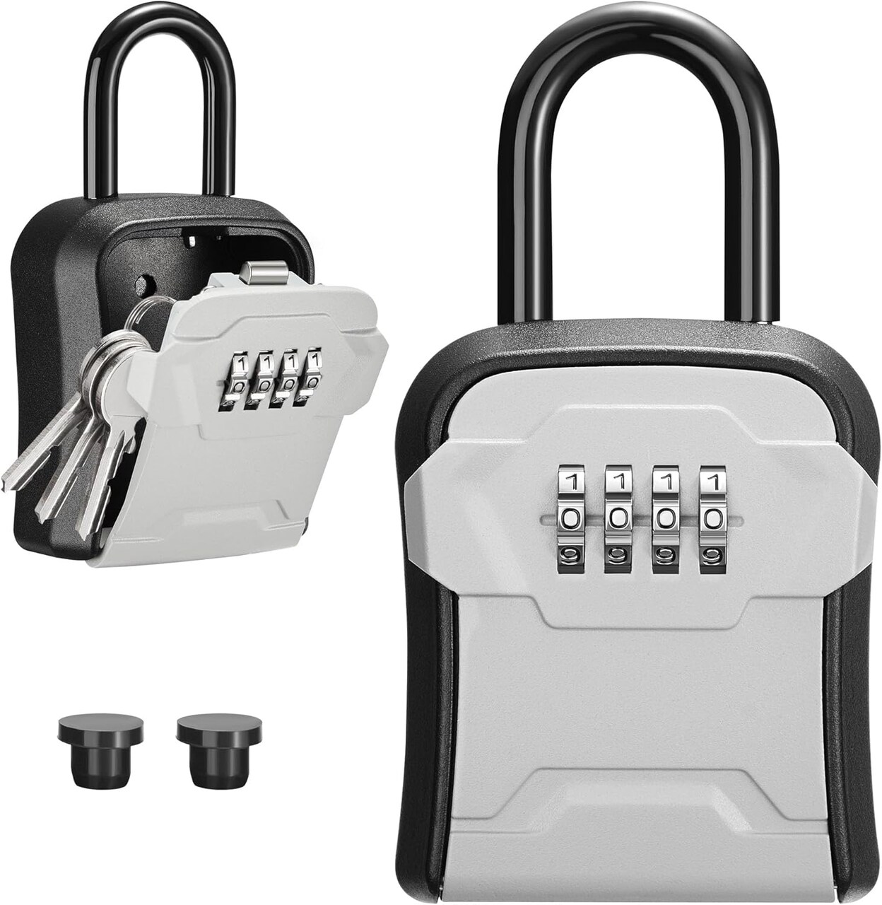 Wall-Mount & Portable Key Lock Box – 4-Digit Combination Security Lockbox with Resettable Code for Home, Apartment, Garage, and Realtors (1 Pack, Gray)